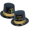 Beistle Legacy New Year Topper Hat With Gold Band, One Size, Black88630-25BK