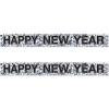 Beistle Metallic Happy New Year Fringe Banners – 2-Pack Silver Foil NYE Party Decorations, Shimmering Indoor and Outdoor New Year’s Eve Celebration Wall, Table, and Entrance Décor, 7½” x 5′ Each