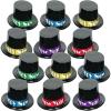 Beistle Midnight Magic New Year Toppers – 12 Pack, Black Plastic Top Hats with Assorted Foil Bands, Classic New Year’s Eve Celebration Headwear, One Size Fits Most Adults