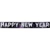Metallic Happy New Year Banner (black w/silver gltrd white ltrs) Party Accessory  (1 count) (1/Pkg)(Black/White)