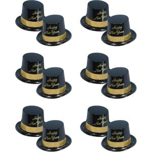 Beistle 12 Piece Legacy Toppers, Black/Gold