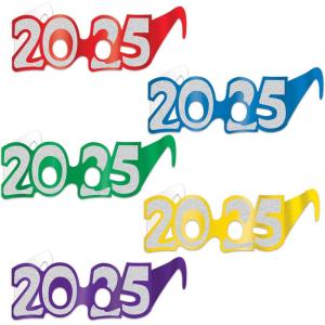 Beistle “2025” Glittered Foil Eyeglasses – 50 Pack, Wearable Accessories for Graduation Parties, New Year’s Eve Celebrations & Midnight Countdown Events, One Size Fits Most Adults