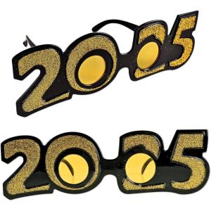 Beistle “2025” Glittered Plastic Eyeglasses – 2 Pack, New Year’s Eve Celebration Wearables, Graduation Party Accessories, Party Handouts, Photo Booth Props, One Size Fits Most