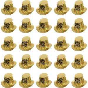 Beistle 25 Piece Gold Rush Paper Top Hats For Happy New Year’s Eve Party Supplies