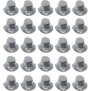 Beistle 25-Person Happy New Year Platinum Hi-Hats, Silver NYE Headwear, New Years Eve Party Top Hats, Sparkling Party Favors & Accessories, One Size(25 Piece)