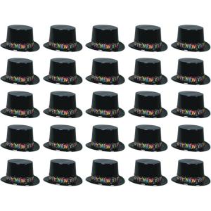 Beistle 25-Person Happy New Year’s Top Hats, Black & Multicolor NYE Party Favors and Accessories for Gatherings & Midnight Celebrations