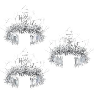 Beistle 50 Piece Happy New Year Tiaras NYE Party Favors, Photo Booth Props, Made in USA Since 1900, One Size, Silver/White