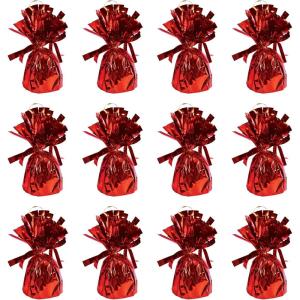 Beistle 50804-R 12-Piece Red Metallic Wrapped Balloon Weights
