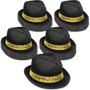 Beistle 88106-GD25 25Piece Chairman Gold Hat, Black/Gold,