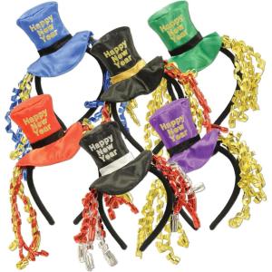 Beistle Happy New Year Headbands – Glittery, Star Boppers, and Sparkling Fabric Top Hats: New Years(Happy New Year Headbands)