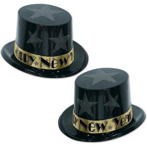 Beistle New Year Star Topper Party Favors, Black/Gold, 25 Hats Per Package