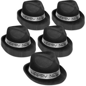 Beistle New Year’s Eve Party Supplies 88106-S25 25 piece Chairman Hat, Black/Silver, One Size Fits