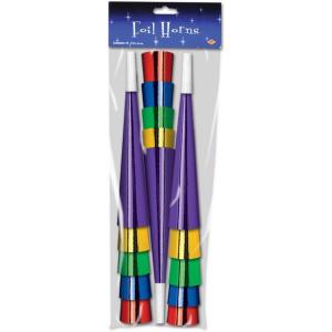 Beistle Packaged Multicolor Foil Horns Party Favors, 9-Inch, 15 Per Package,Multi Color