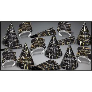 Beistle Silver & Gold Ring In The New Year Party Assortment For 10 People – NYE Photo Booth Props – Hats, Tiaras, Horns