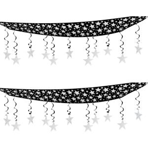 Beistle The Stars are Out Ceiling Décor 2 Piece, 12″ x 12′, Black/Silver