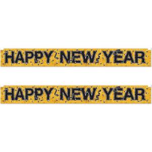 Metallic Plastic Fringed 1 Ply Hanging Banner Signs 2 Piece New Year’s Eve Decorations