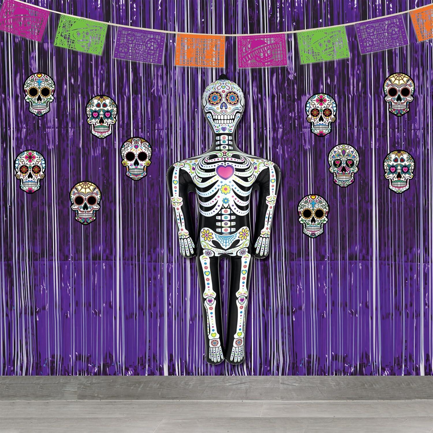 image:imageBeistle Day of the Dead Sugar Skull Cutouts  12Pack DoubleSided Printed Cardstock Decorations with 6 Colorful Designs for Dia de los Muertos Altars Walls and Halloween Celebrations 8 x 6