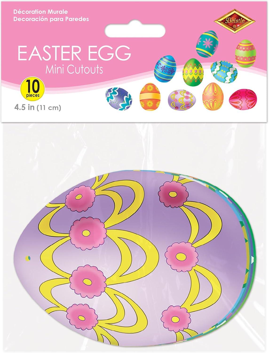 image:imageBeistle Mini Easter Egg Cutouts  10 Pack DoubleSided Colorful Cardstock Paper Decorations for Spring Parties Easter Brunches Seasonal Displays and Basket Backdrops 45