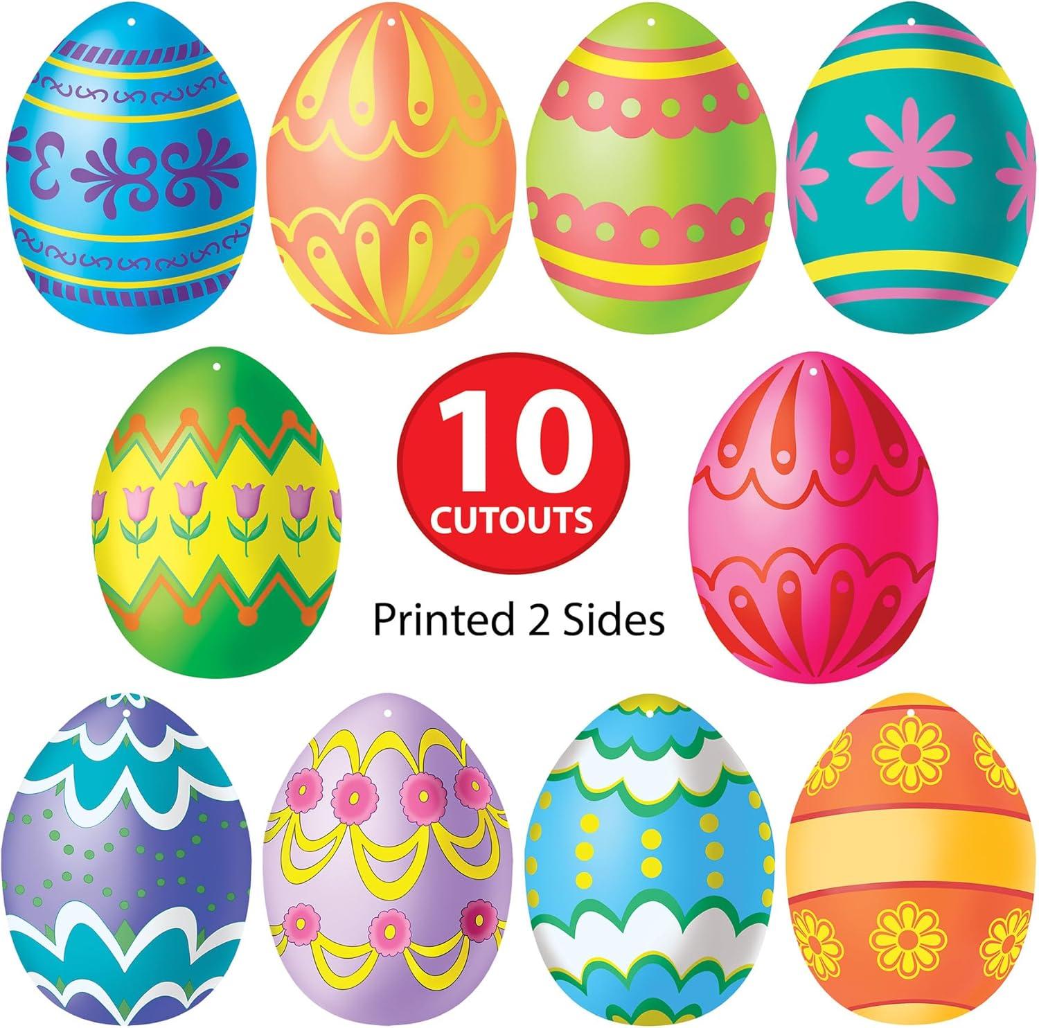 image:imageBeistle Mini Easter Egg Cutouts  10 Pack DoubleSided Colorful Cardstock Paper Decorations for Spring Parties Easter Brunches Seasonal Displays and Basket Backdrops 45