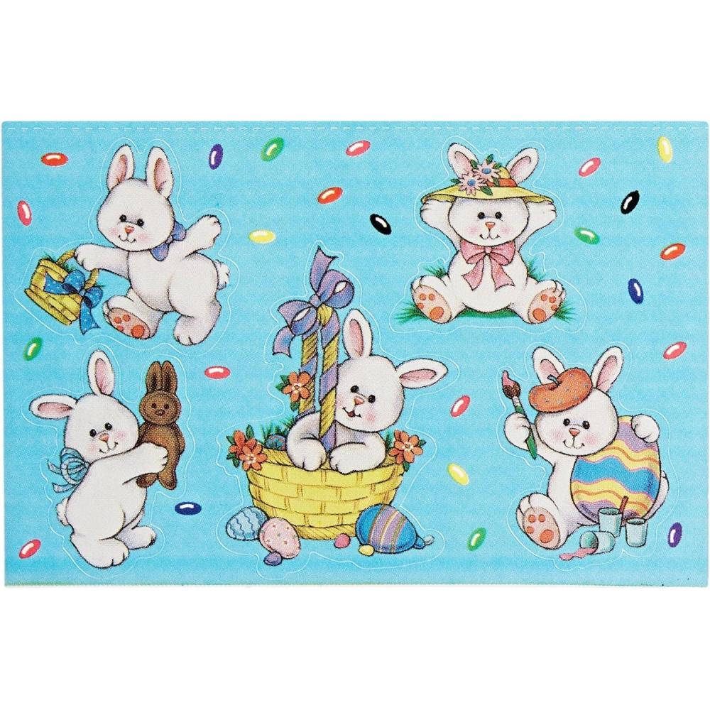 image:imageBeistle 4Pack Easter Bunny Stickers Sheet 434 by 712Inch Sheet
