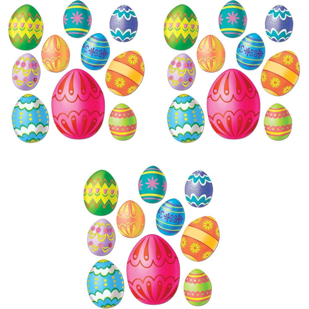 image:imageBeistle Easter Egg Cutouts 30 Pieces  Assorted Colorful Spring HolidayThemed Paper Decorations30 piece