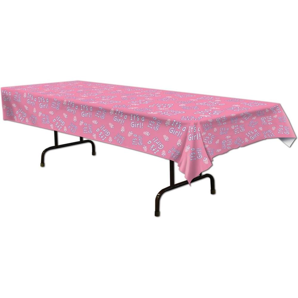 image:imageBeistle Its a Girl Pink Table Cover Baby Shower Decoration 54Inches by 108Inches