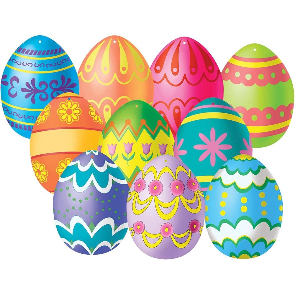 image:imageBeistle Mini Easter Egg Cutouts 10 Pack DoubleSided Colorful Cardstock Paper Decorations for Spring Parties Easter Brunches Seasonal Displays and Basket Backdrops 45