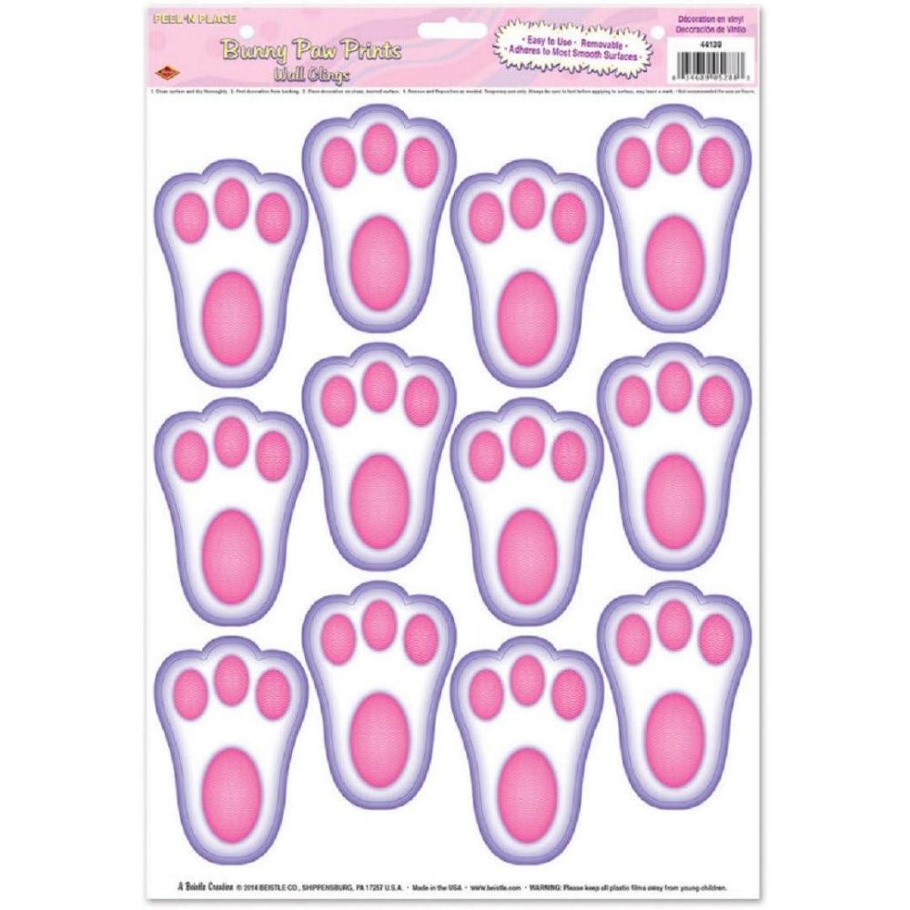 image:imageEaster Bunny Paw Prints Window ClingsPink
