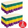 Beistle 2 Piece 29″ x 14′ Mardi Gras Table Skirts – Green, Gold, Purple Festive New Orleans Theme Decorations, Carnival Celebrations, Masquerade Party Supplies
