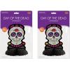 Beistle Day of the Dead Centerpieces – 2-Pack Double-Sided Sugar Skull Decorations with Sparkle Print Boardstock and Black Tissue Base, Día de los Muertos Table Décor, Mexican Heritage Display, 10¾”