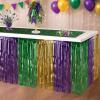 Beistle Metallic Fringe Table Skirt For Rectangle Tables – Banquets And Parade Float Supplies – Mardi Gras Theme Decorations, 30” x 14’, Green/Gold/Purple(Gold/Green/Purple)
