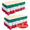 Beistle Red, White & Green Table Skirting, 2-Pack –Plastic Self-Adhesive Table Skirts for Italian Nights, Mexican Fiestas, Cinco de Mayo Celebrations and Christmas Holiday Parties, 29″ x 14′