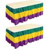 Beistle 2 Piece 29″ x 14′ Mardi Gras Table Skirts – Green, Gold, Purple Festive New Orleans Theme Decorations, Carnival Celebrations, Masquerade Party Supplies