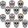 Beistle Day of the Dead Sugar Skull Cutouts – 12-Pack Double-Sided Printed Cardstock Decorations with 6 Colorful Designs for Dia de los Muertos Altars, Walls and Halloween Celebrations, 8¾” x 6¼”