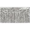 Metallic Curtains for Parties, 2 Ply Flame Resistant Silver Fringe Table Skirt 30 Inch x 14 Feet, Pack 6