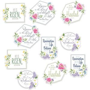 Beistle 10 Piece Cardstock Paper He is Risen Cut Outs Easter Religious Party Decor, 8″ – 11″, Multicolor