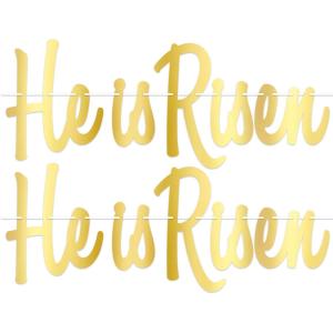 Beistle 2 Piece Gold He Is Risen Banners Easter Decorations Religious Party Décor