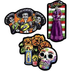 Beistle 3-Pack Day of The Dead Cutouts, 18-Inch