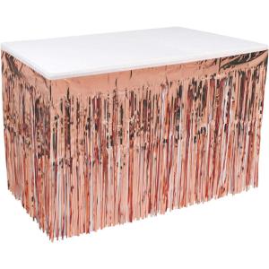 Beistle 55048RSEGD Metallic Table Skirt Tableware, Party Supplies, 30″ x 14′, Rose Gold
