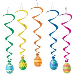Beistle 5-Pack Easter Egg Whirls for Parties, 3-Feet 4-Inch