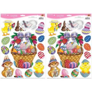 Beistle Easter Basket & Friends Window Clings, 13 Clings Total – Colorful Spring Party Decorations(12″ x 17″ Sh (Pack of 2))
