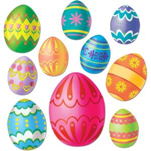 Beistle Easter Egg Cutouts, 30 Pieces – Assorted Colorful Spring Holiday-Themed Paper Decorations(10 piece)