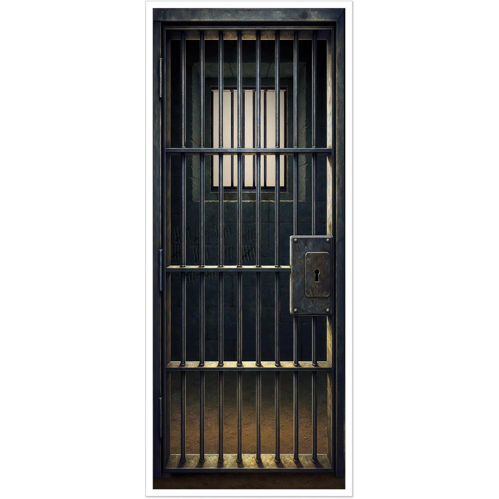 image:imageBeistle Jail Cell Door Covers  2 Pack AllWeather Thin Plastic Prison Bar Decorations Realistic Lockup Entrance Panels for Halloween Scenes Haunted Displays amp Mugshot Photo Backdrops 6 x 30