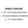 Beistle Chinese New Year Party Décor Bundle – Red & Gold Plastic Tablecover, Cascade Centerpiece & Hanging Whirls, Festive Lunar Decorations for Festivals, Banquets, and Cultural Celebrations