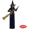 Beistle Jointed Witch Decorations – 2 Pack, Poseable Halloween Cutouts, Cardstock Paper Wall Decorations, Spooky Green Witches Holding Brooms for Haunted Houses, Parties, and Seasonal Displays, 6′ 2″