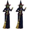 Beistle Jointed Witch Decorations – 2 Pack, Poseable Halloween Cutouts, Cardstock Paper Wall Decorations, Spooky Green Witches Holding Brooms for Haunted Houses, Parties, and Seasonal Displays, 6′ 2″