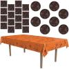 Beistle Spider Web Halloween Party Tableware Bundle – Orange & Black Spider Tablecover, Paper Plates & 2-Ply Luncheon Napkins, Classic Webbed Décor for Spooky Celebrations and Trick-or-Treat Parties