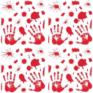 Beistle Bloody Handprint Clings – 4 Sheets with 23 Red Decals Each, Removable Static Vinyl Window or Glass Stickers for Murder Scenes, Haunted Houses, Halloween Parties, Spooky Horror-Themed Events