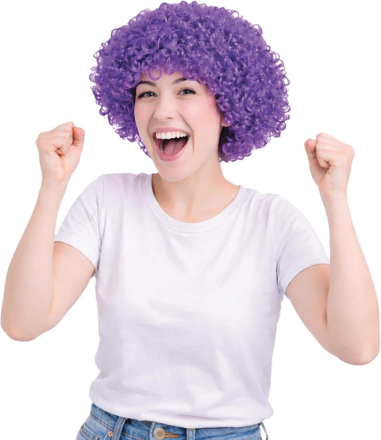 image:imageBeistle Purple Curly Wig  Short Synthetic Costume Wig Bold Novelty Spirit Hair Accessory for Cosplay Halloween Costumes Themed Party Wear Stage Performances Photo Booth Props amp Event StylingPurple