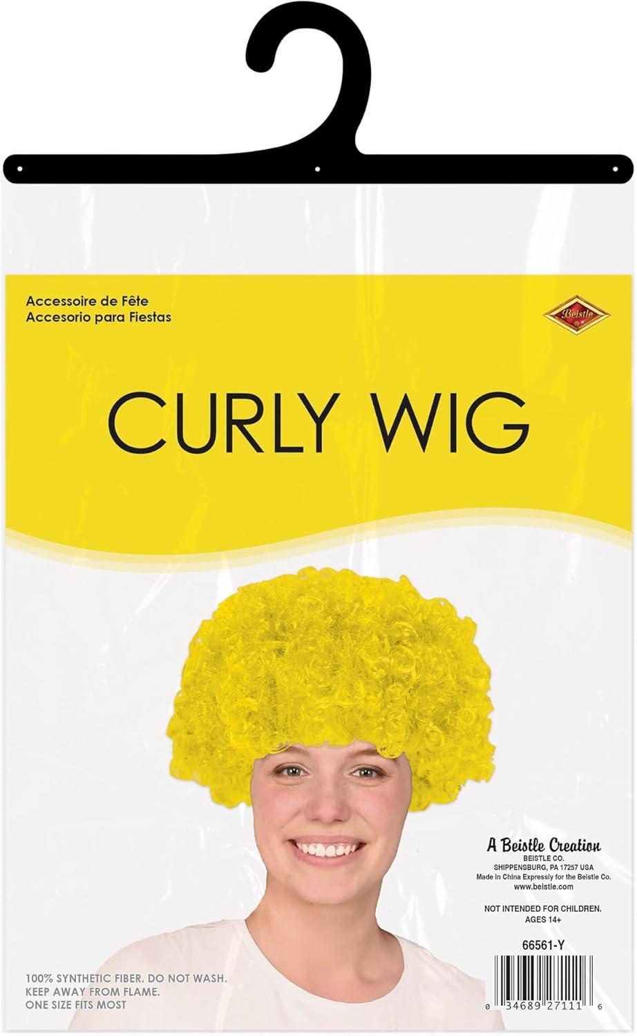 image:imageBeistle Purple Curly Wig  Short Synthetic Costume Wig Bold Novelty Spirit Hair Accessory for Cosplay Halloween Costumes Themed Party Wear Stage Performances Photo Booth Props amp Event StylingYellow